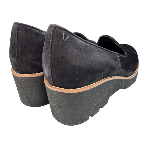Vionic Wedge Suede Shoes Sz 10 Black Willa Leather Slip On Comfort Orthotic - Picture 7 of 11